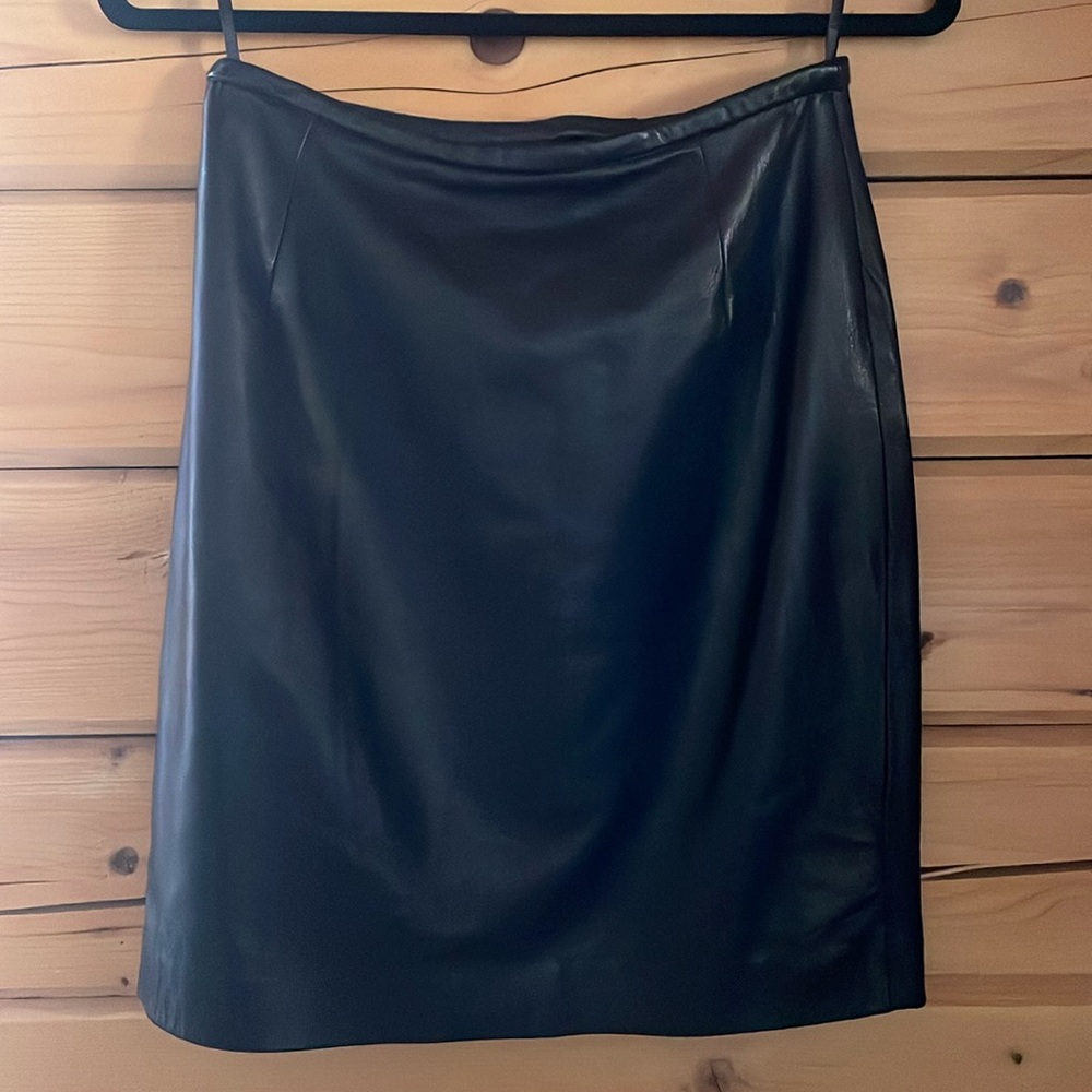 Oscar de la Renta Leather Skirt